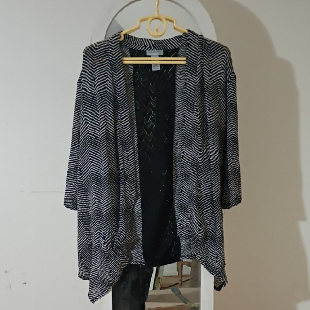 Catherines Black and White Zigzag Cardigan